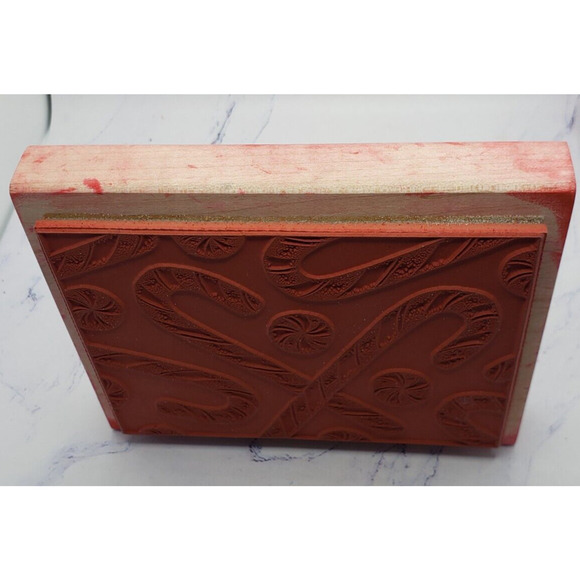 Christmas Holiday Candy Cane Peddlers Pack Background Wood Mounted Rubber Stamp - Picture 5 of 7